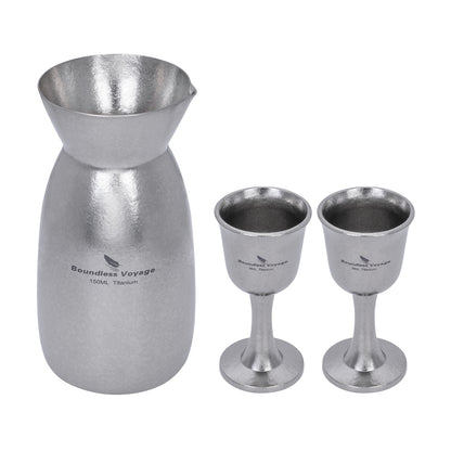 Boundless Voyage 3 Pieces Titanium Japanese Sake Set, 150ml Sake Carafe with 2  Cups, for for Sake Japanese Wine/Soju/Drink/Tea Dishwasher Safe Portable Drinkware for Outdoor Travel