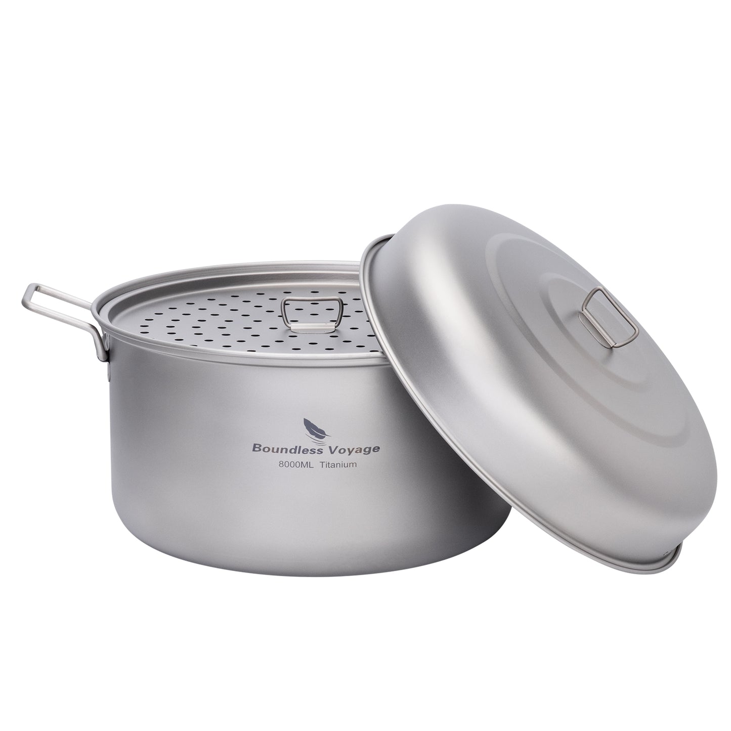 Boundless Voyage Titanium Steamer Soup Pot Outdoor Camping Cookware Lightweight Picnic Hiking Hanging Pot Portable Travel Household Kitchenware Cooking Kit