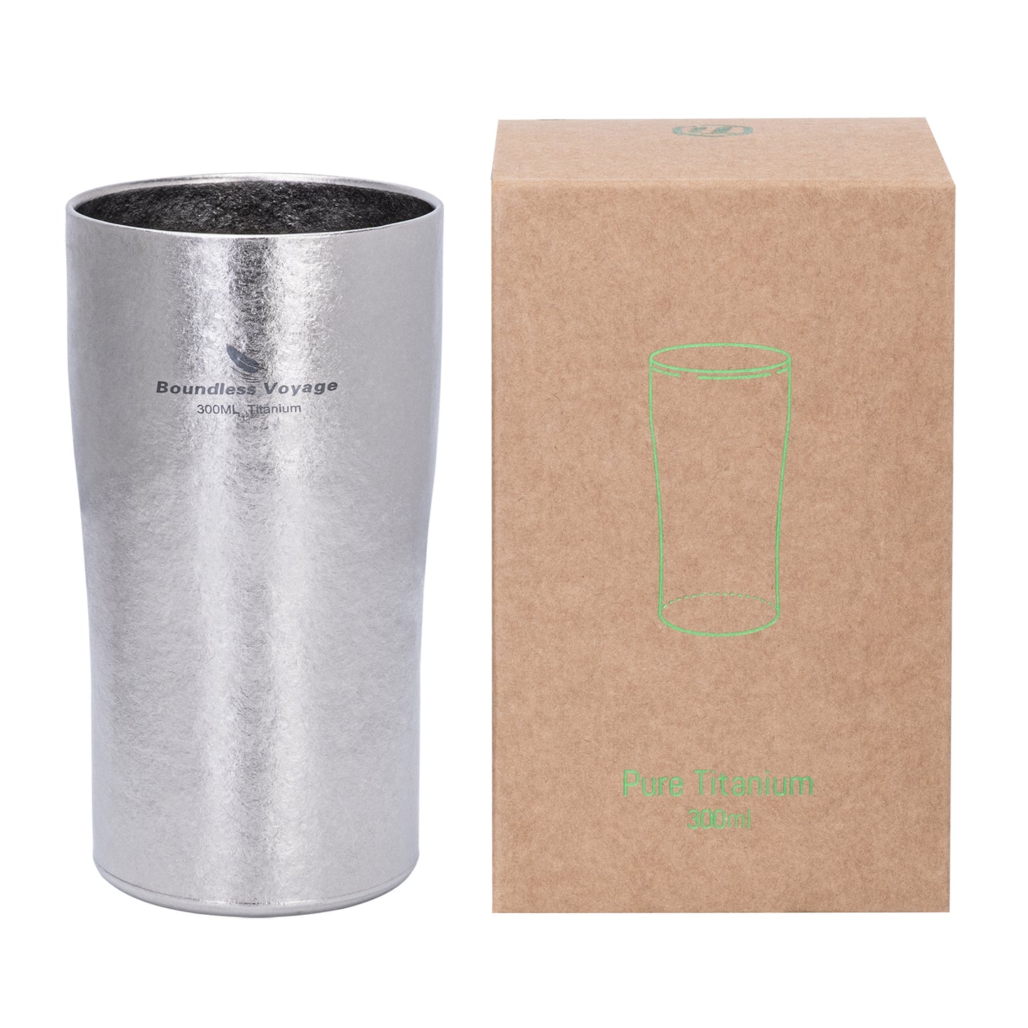 Boundless Voyage Titanium Double-Walled Beer Cup Ultralight Coffee Tea Juicy Cups for Home Outdoor Camping Picnic 300ml Crystallized Finish