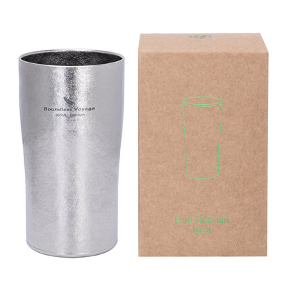 Boundless Voyage Titanium Double-Walled Beer Cup Ultralight Coffee Tea Juicy Cups for Home Outdoor Camping Picnic 300ml Crystallized Finish