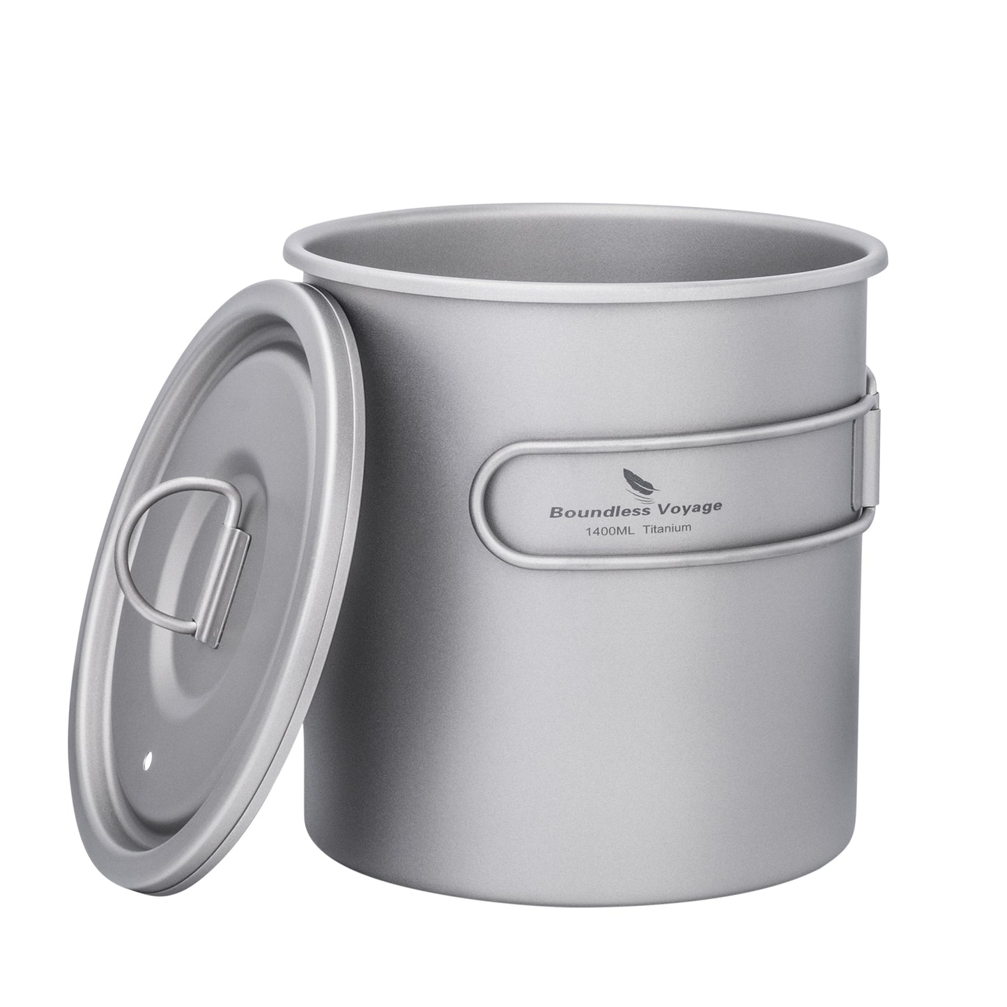 Boundless Voyage Titanium Camping Pot 1400ml Ultralight Backpacking Cookware with Folding Handle & Lid for Backpackers, Hikers & Outdoor Enthusiasts