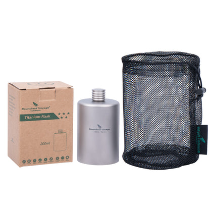 Boundless Voyage 200ml Titanium Pocket Flagon – Portable Camping Flask, Lightweight Hip Flask for Outdoor Adventures, Picnics, & Sports