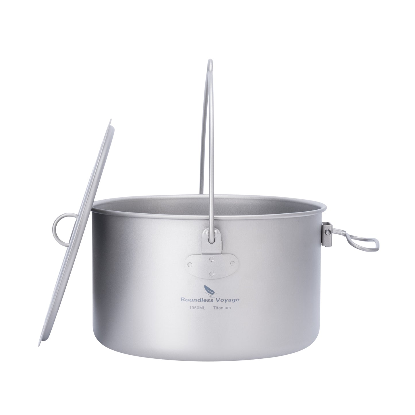 Boundless Voyage 1950ml TA1 Titanium Hanging Pot – Ultralight Campfire Cooking Pot for Camping, Backpacking & Outdoor Bushcraft