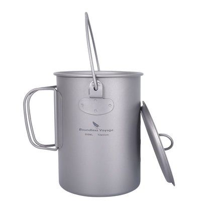 Boundless Voyage Titanium 900ml Camping Mug Pot – Ultralight Hanging Cup with Folding Handle for Hiking, Backpacking, Outdoor Cooking