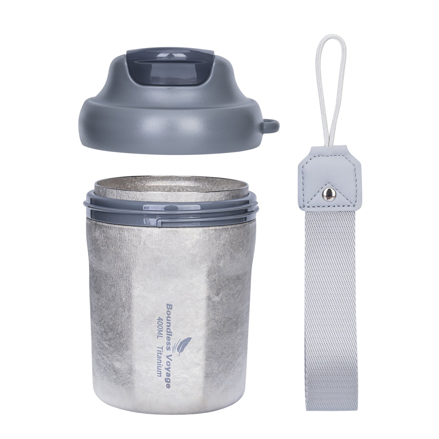 Boundless Voyage 400ml Titanium Vacuum Insulated Travel Mug | Ultralight Leak-Proof Thermos with Lid | Healthy Reusable Coffee Cup for Travel, Office & Camping