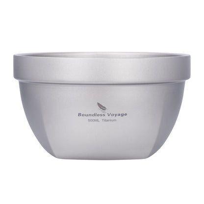 Boundless Voyage 500ml Double Walled Titanium Bowl Oatmeal Food Rice Soup Bowl Ultralight Portable Tableware Outdoor Camping Metal Bowl