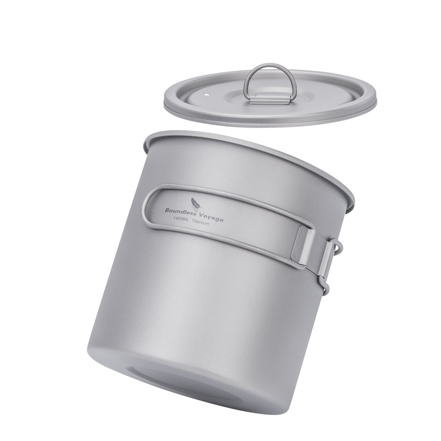 Boundless Voyage Titanium Camping Pot 1400ml Ultralight Backpacking Cookware with Folding Handle & Lid for Backpackers, Hikers & Outdoor Enthusiasts