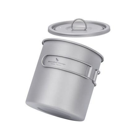 Boundless Voyage Titanium Camping Pot 1400ml Ultralight Backpacking Cookware with Folding Handle & Lid for Backpackers, Hikers & Outdoor Enthusiasts