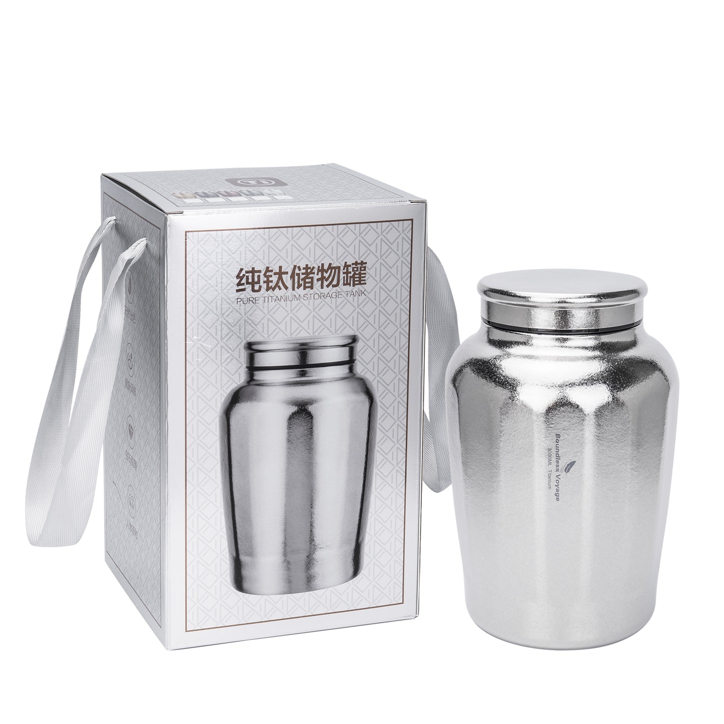 Boundless Voyage 3000ml Titanium Storage Canister Water Bottle– Airtight TA1 Titanium Container for Tea, Coffee, Food & Camping Storage
