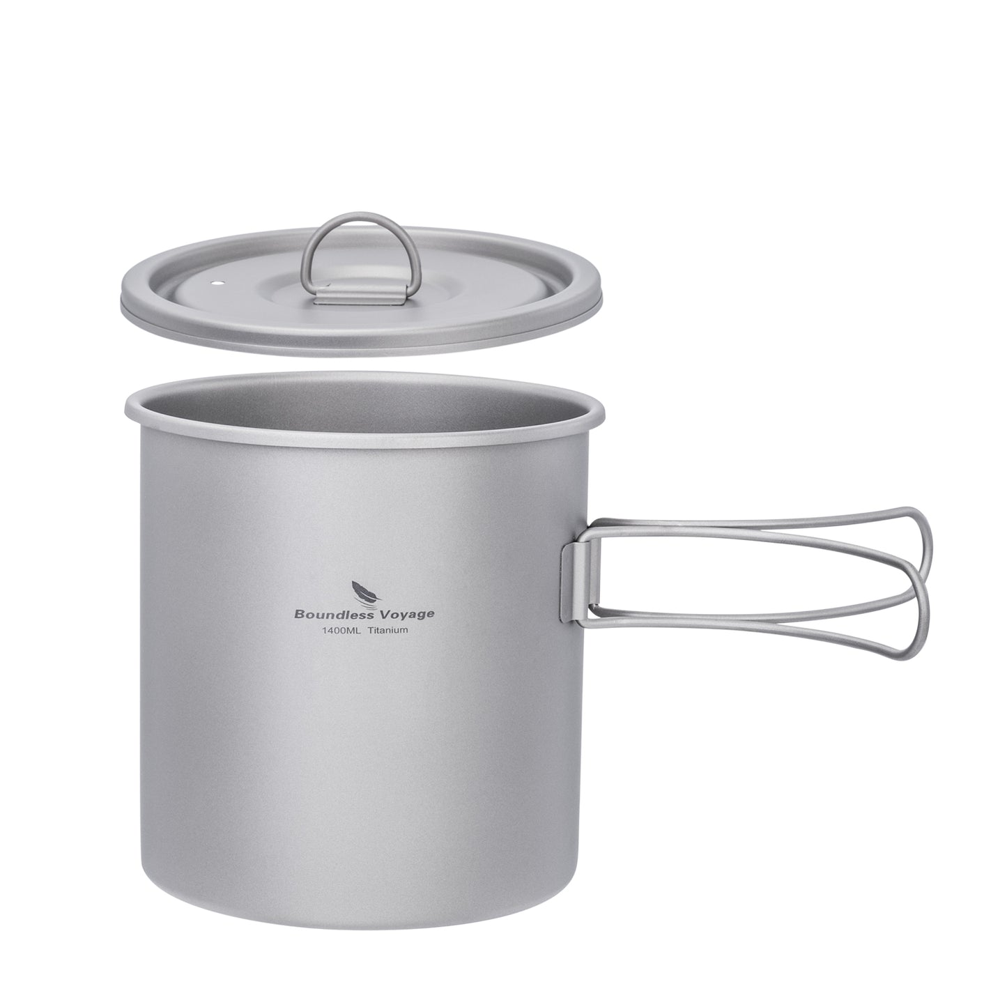 Boundless Voyage Titanium Camping Pot 1400ml Ultralight Backpacking Cookware with Folding Handle & Lid for Backpackers, Hikers & Outdoor Enthusiasts