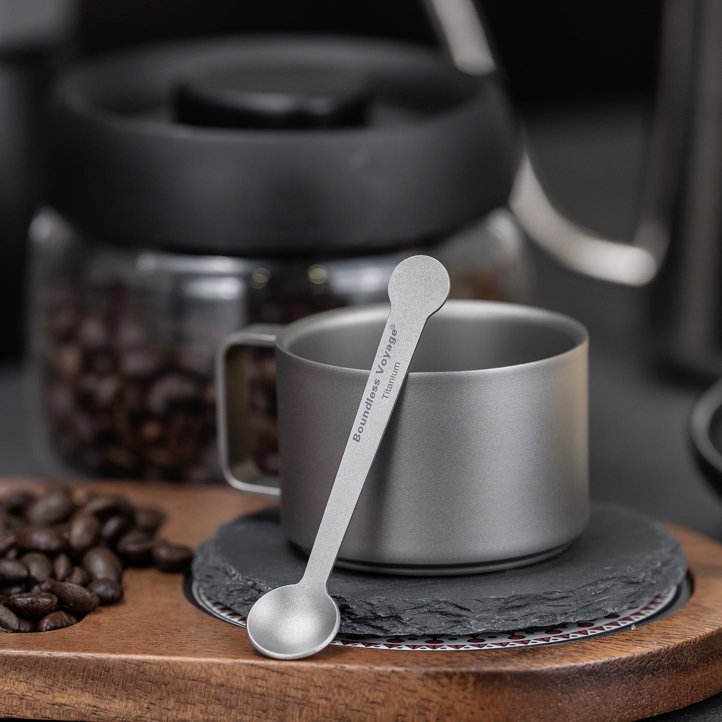 Boundless Voyage TA1 Titanium Mini Coffee Spoon – Ultralight Small Spoon for Dessert, Tea, Sugar & Jam | Perfect for Parties & Travel