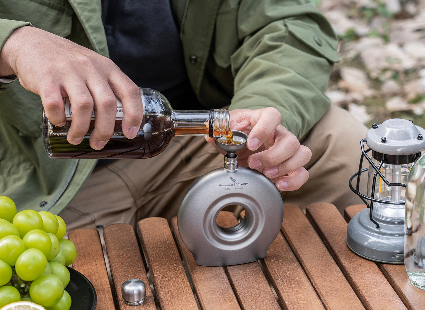 Boundless Voyage Titanium Titanium Flask 180ML+funnel for Camping Home Whiskey Flask