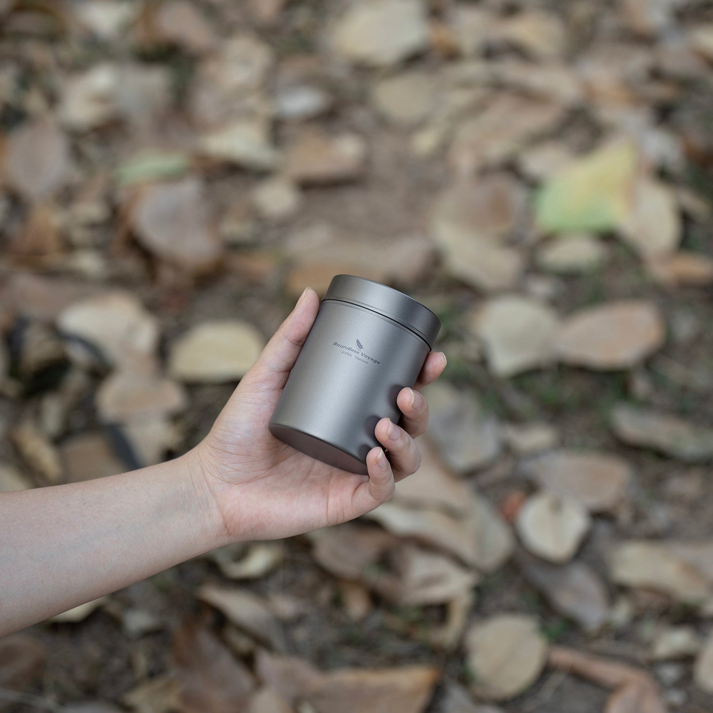 Boundless Voyage Titanium Tea Caddy Tea Canister Ultralight Portable & Small Round Kitchen Food Storage Container for Loose Tea, Coffee, Spices, Beans, Sugar