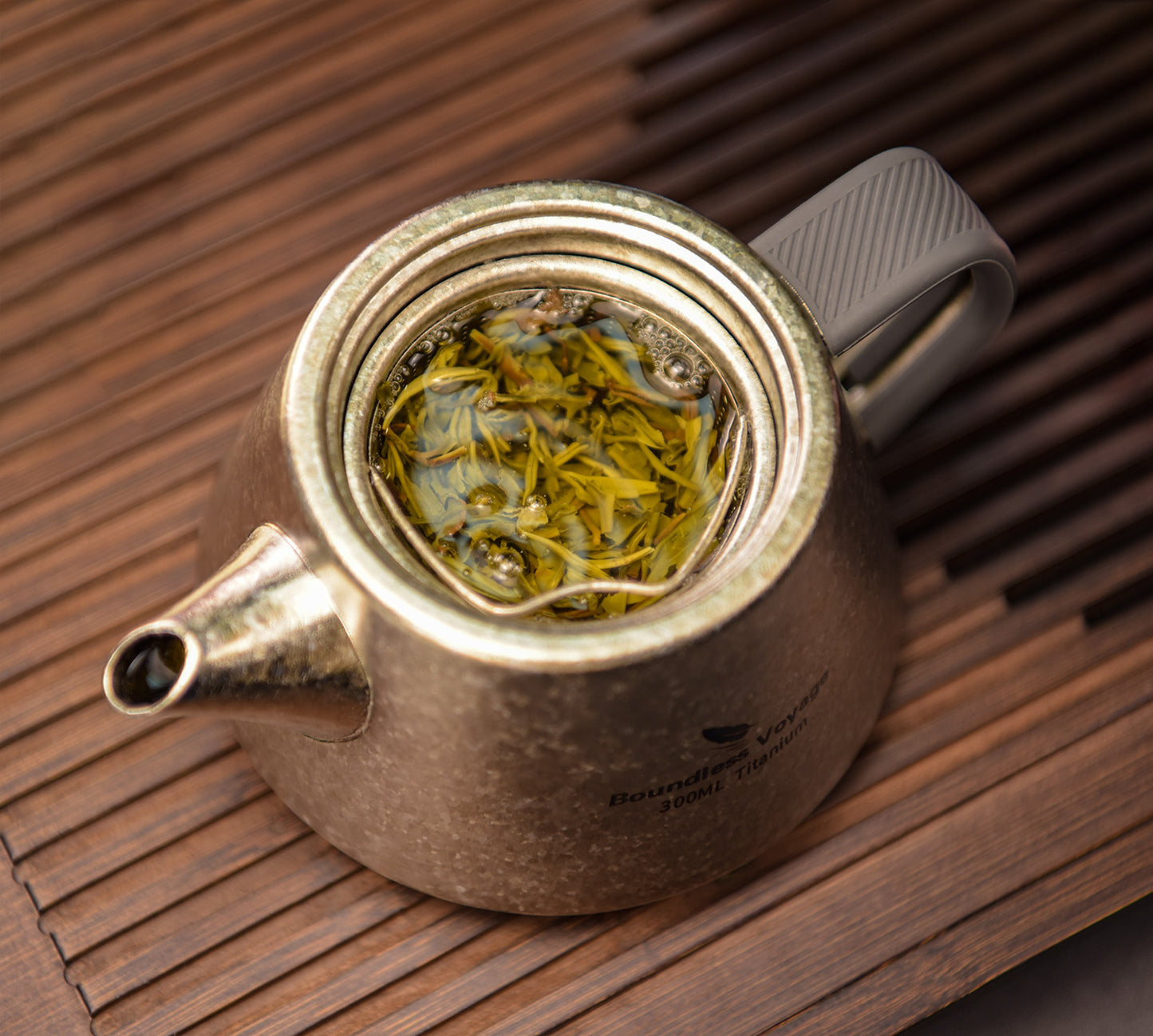 Boundless Voyage 300ml Ultralight Titanium Teapot | 114g Portable Side-Handle Tea Kettle with Filter Mesh | Camping, Hiking & Daily Use