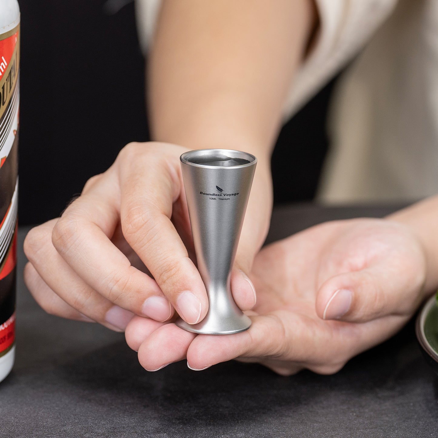 Boundless Voyage Titanium Mini Shot Glass Set | Ultralight Whiskey & Tequila Cups | Small Portable Outdoor Drinking Cups