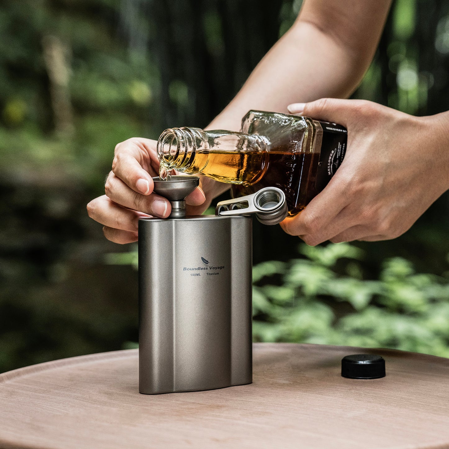 Boundless Voyage 180ml Titanium Hip Flask | Ultralight 6oz Pocket Whiskey Bottle | Leakproof & BPA-Free Liquor Flask for Camping, Hiking, Travel & Groomsmen Gifts