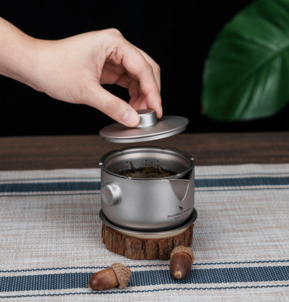 Boundless Voyage Titanium Double-Layer Tea Maker with Lid Filter Ultralight Teapot with Double-Walled Anti-scalding Coffee Cup Mug