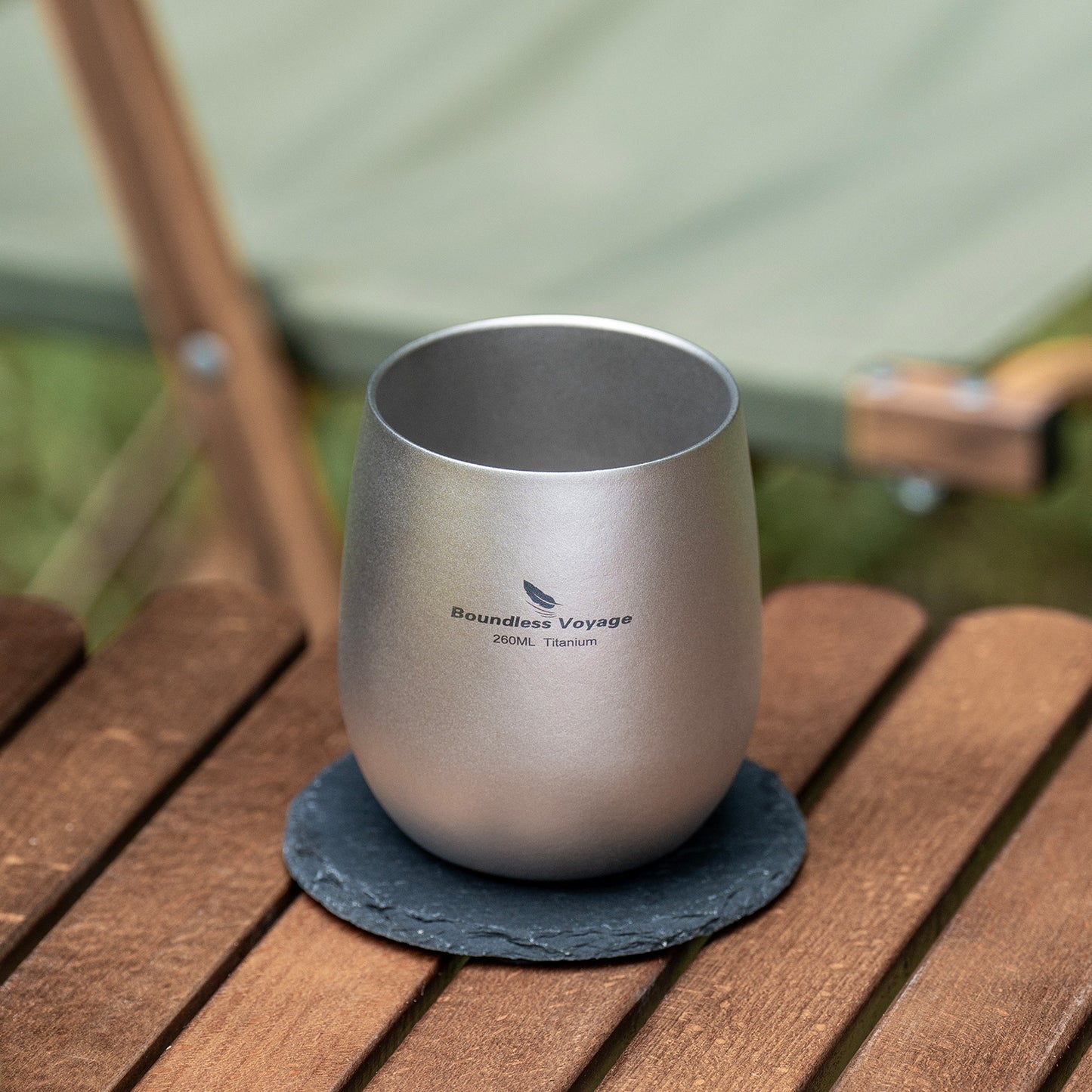 Boundless Voyage Titanium Double-Wall Cup – Ultralight TA1 Camping Coffee Mug for Travel, Hiking & Outdoor Use