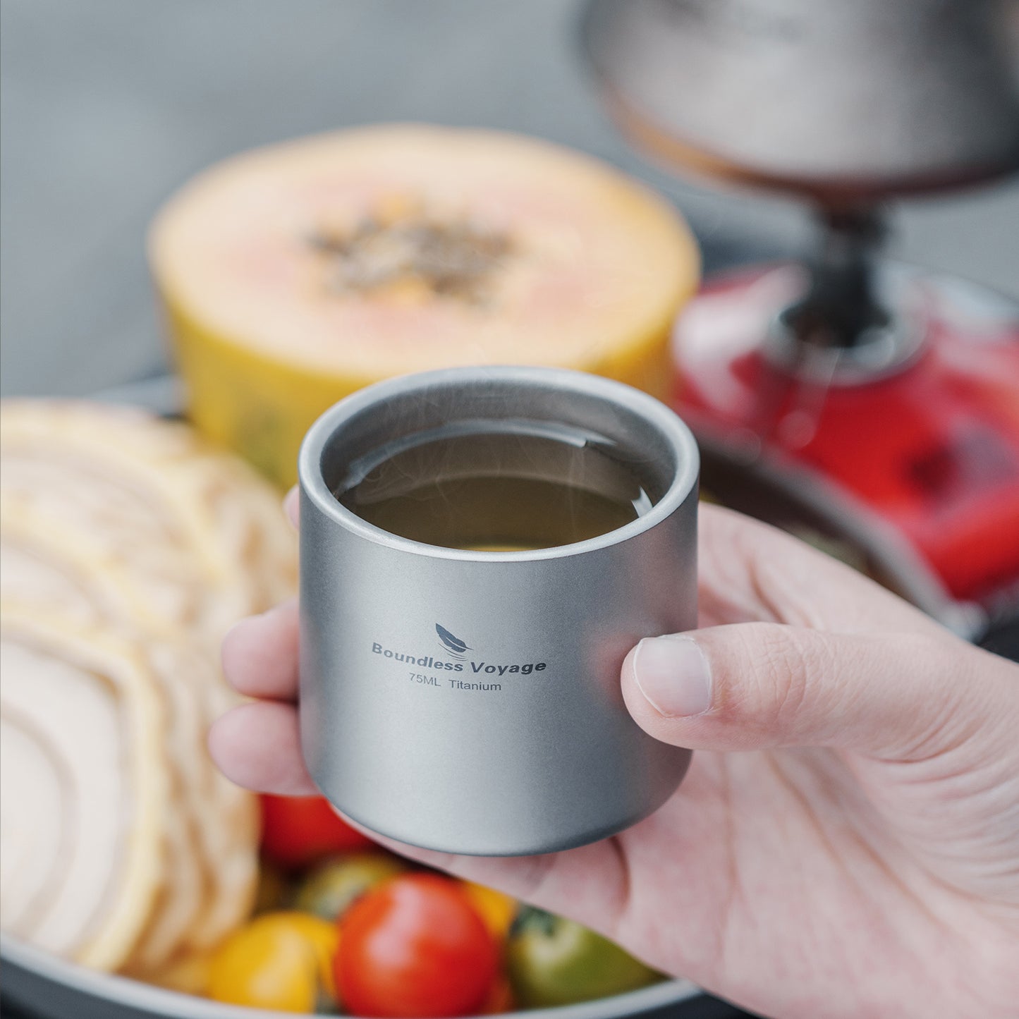 Boundless Voyage Titanium Double-wall Mug Cup Backpacking Portable Camping Cup 75ml Lightweight Heat Resistant Coffee Mug Tea Cup with Storage Bag for Hiking Picnic Travel or Daily Use