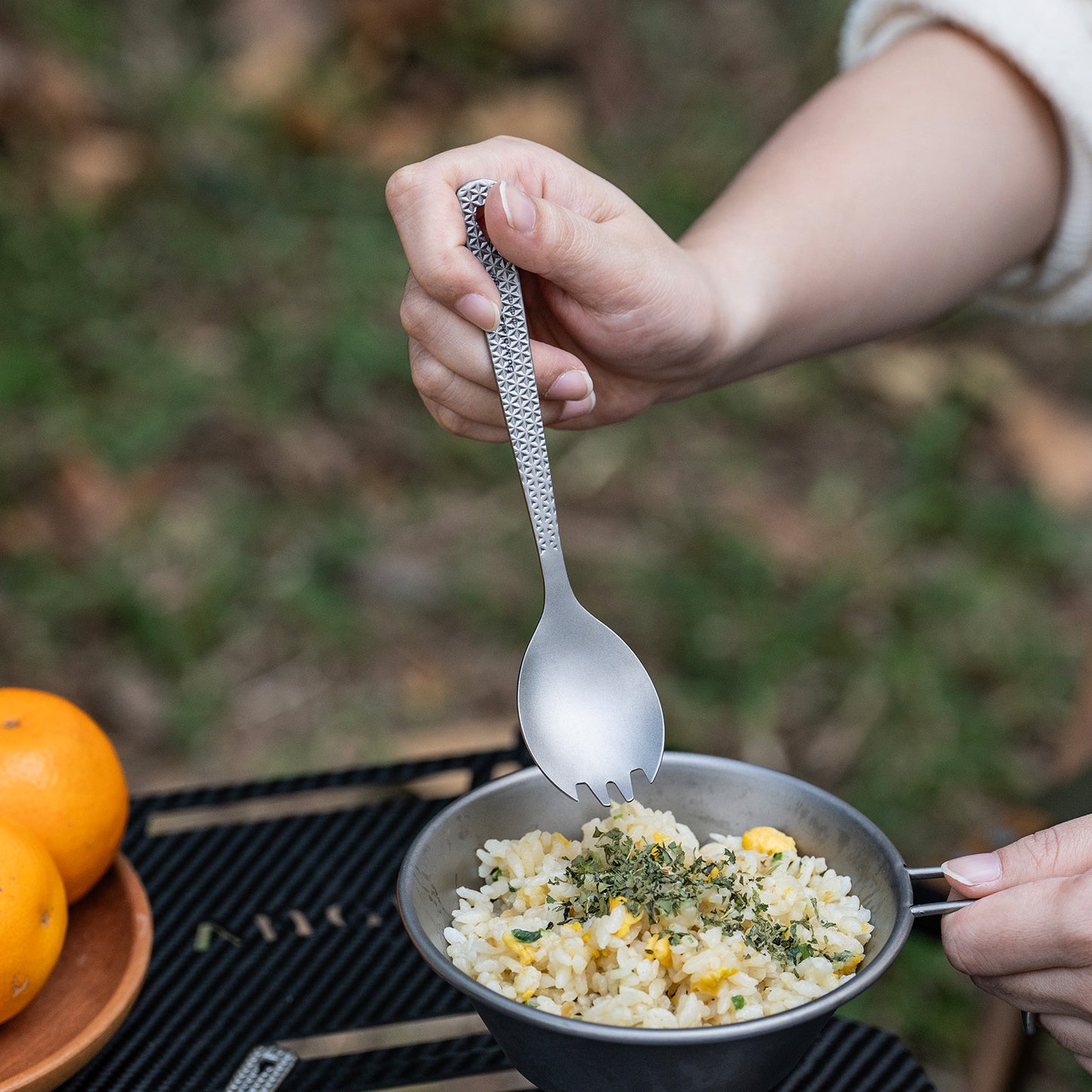 Boundless Voyage Titanium Chopsticks & 2-in-1 Spork Set Camping Cutlery Lightweight Travel Utensils Portable Outdoor Hiking Backpacking Faltware, Dishwasher Safe, No Coating with Storage Bag