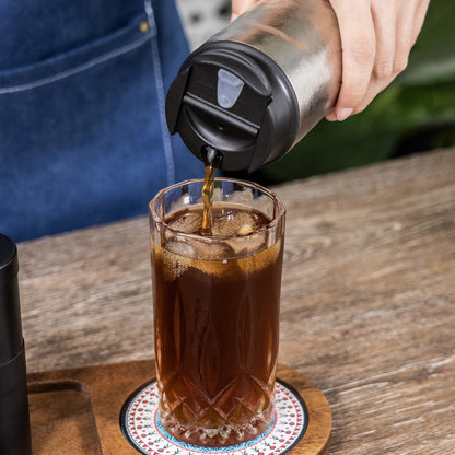 Boundless Voyage Titanium French Press Coffee Tumbler Thermos with Lid Double-Walled Insulated Water Bottle Mug 450ml