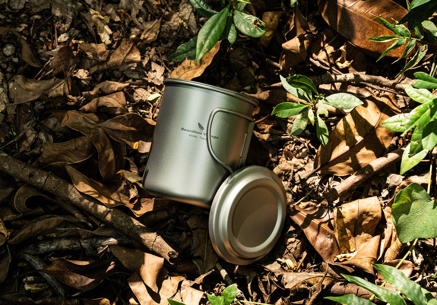 Boundless Voyage 450ml Titanium Cup with Filter Folding Handles Outdoor Camping Ti Tea Coffee Mug 15.2 fl oz Portable Lightweight Tea Maker Can Be Heated