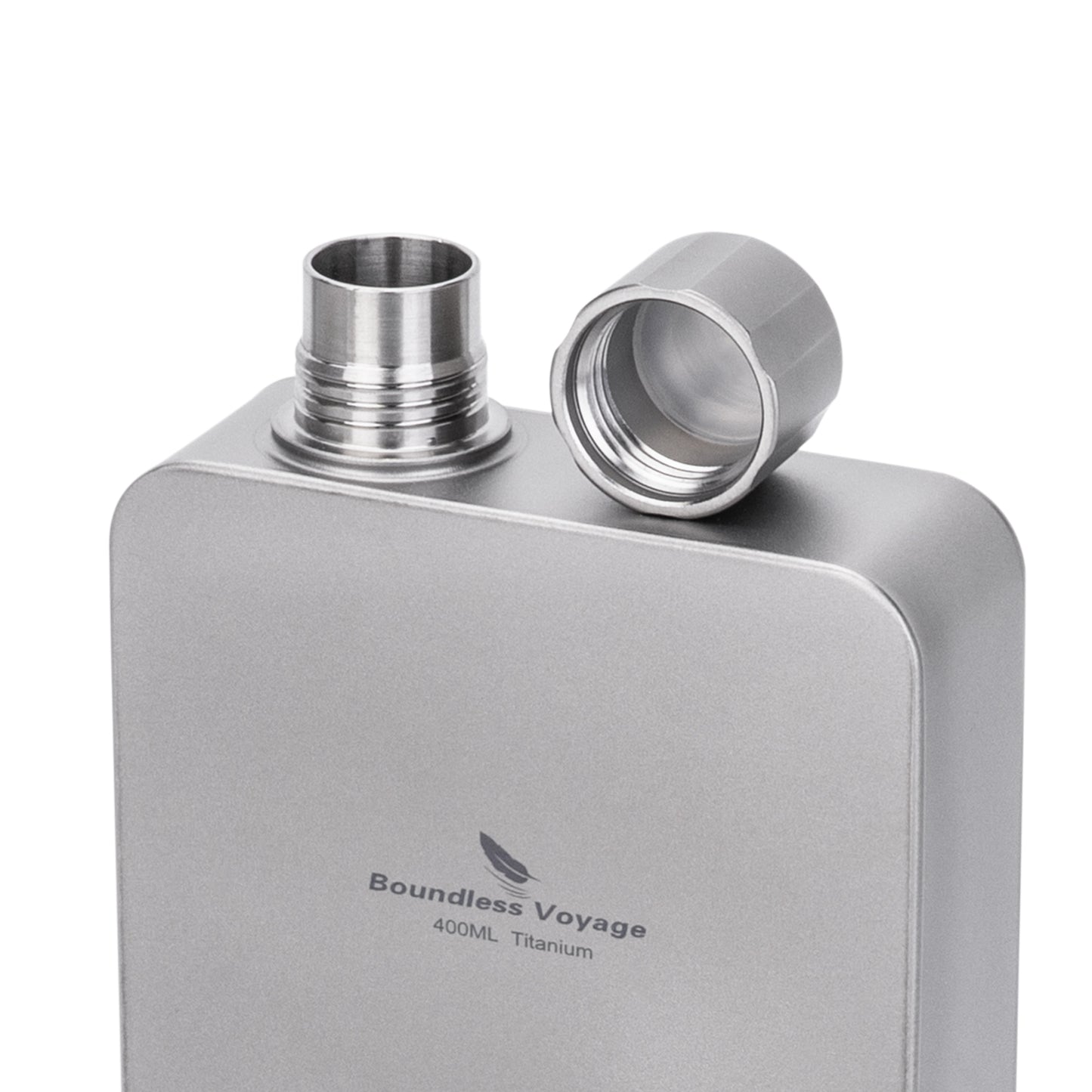 Boundless Voyage 400ml Titanium Flask with Funnel – Lightweight Leakproof Hip Flask for Camping, Travel & Everyday Carry