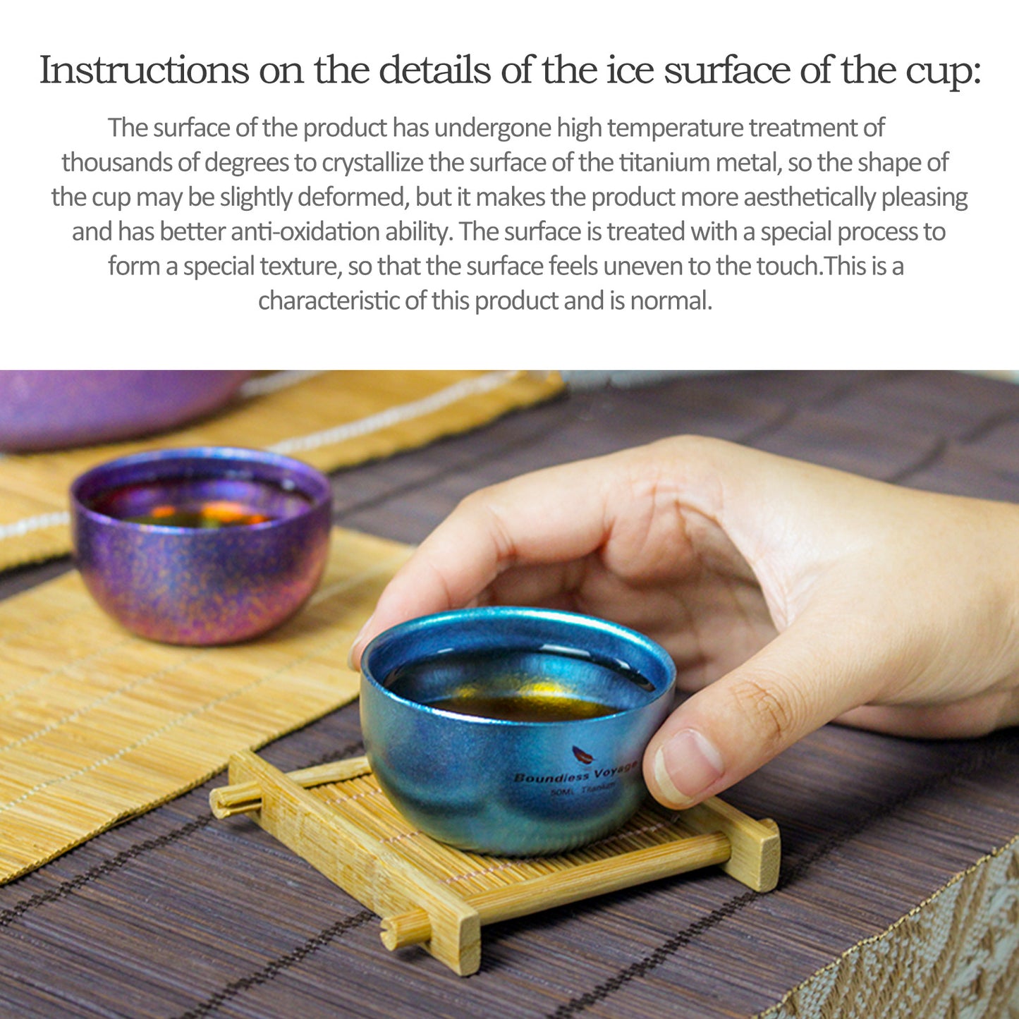 Boundless Voyage Titanium Double Layer Golden Cup Anti-scalding Colorful Teacup Wide Mouth Wine Tea Mug Drinkware