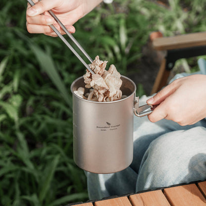 Boundless Voyage Outdoor Camping Titanium Pot Bowl Cup with Lid Folding Handle Hiking Picnic Water Rice Food 900ml