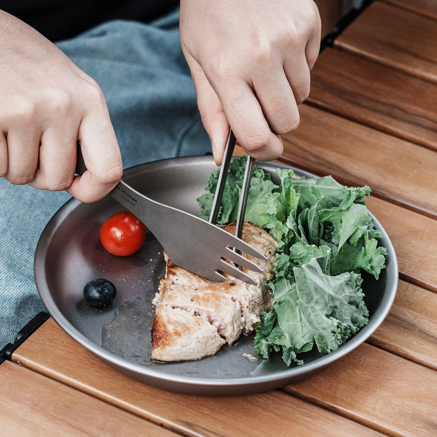 Boundless Voyage Titanium Spoon & Fork – Ultralight Spork-Style Camping Cutlery for Outdoor, Home & Kitchen Use