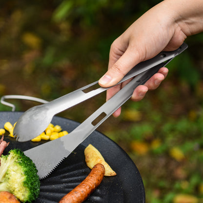Boundless Voyage Titanium Alloy Tong, Spork，Shovel and Spatula All-In-One Utensil for Portable Lightweight Multi Utensil for Camping Kitchen Cookware Backpacking, Travel, Outdoor Cooking Eating
