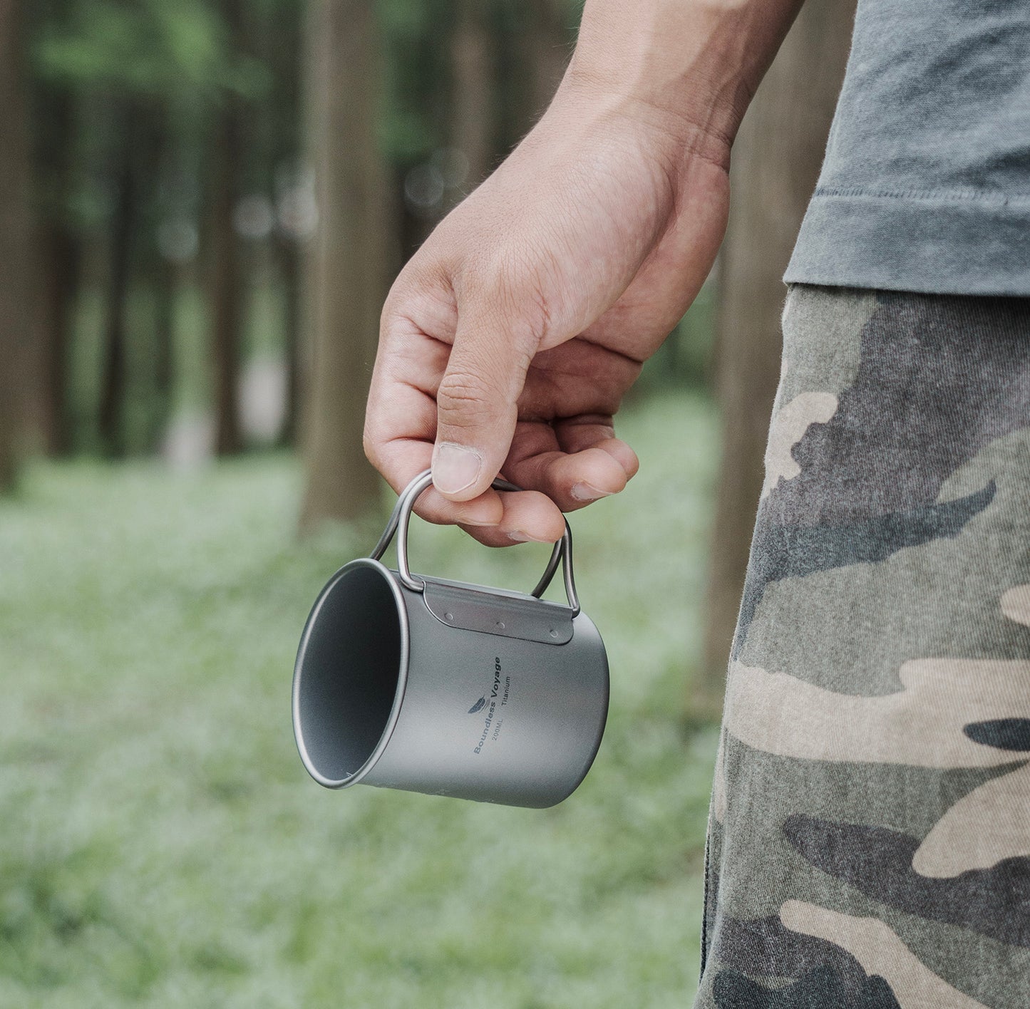 Boundless Voyage 3-Piece Ultralight Titanium Nesting Cup Set | 200/300/450ml Stackable Camping Mug Kit
