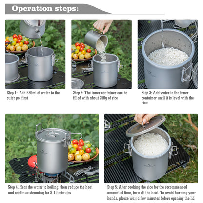 Boundless Voyage Pure Titanium Camping Pot – Ultralight Cookware for Outdoor, Hiking & Travel