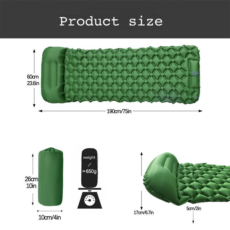 Ultralight Foot-Press Inflatable Sleeping Pad – Compact Waterproof Camping Air Mattress (800g, 2600cm³) for Solo Hiking & Backpacking