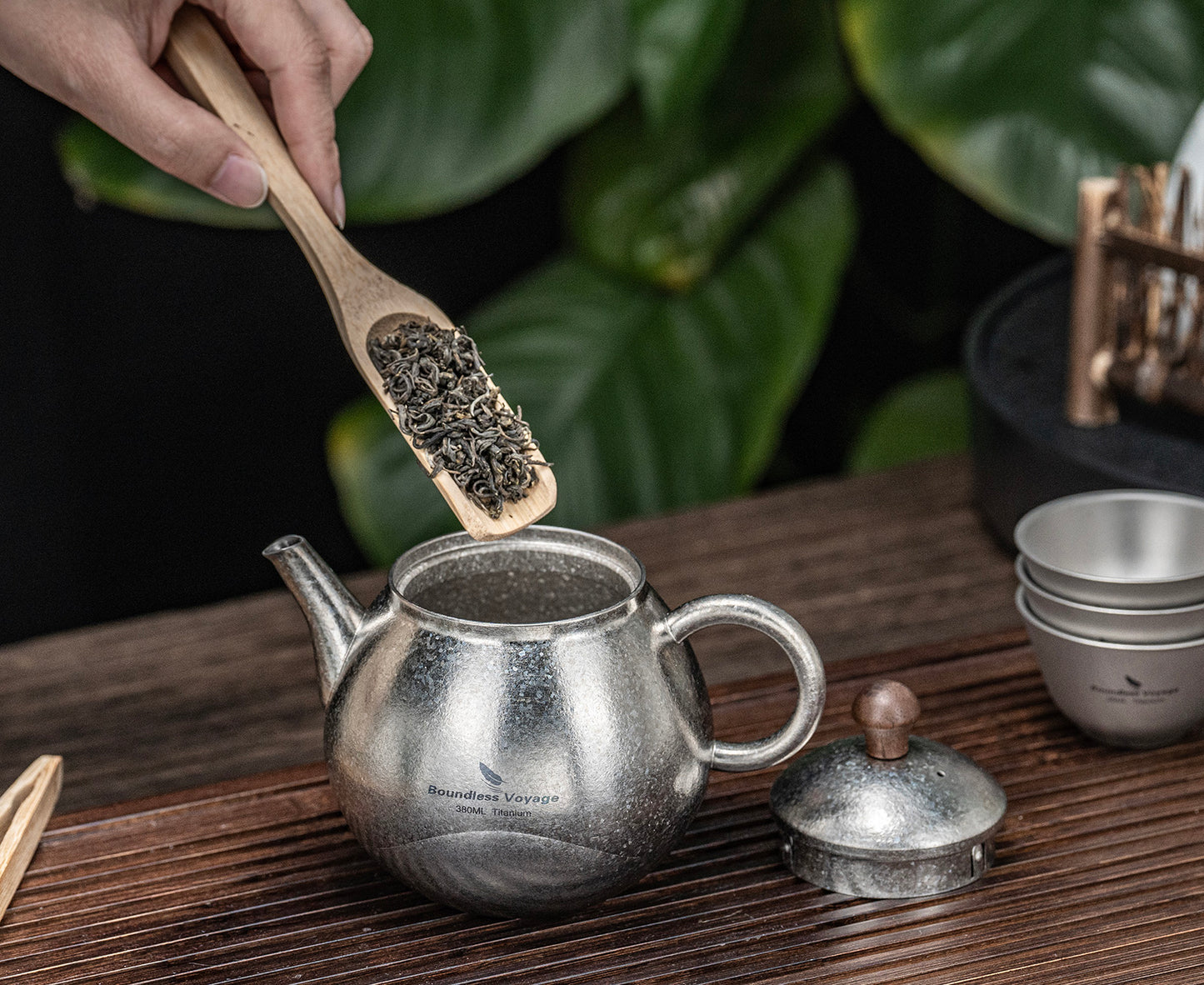 Boundless Voyage Titanium Kungfu Teapot with Lid and Handle Camping Coffee & Tea Pot for Outdoor Backpacking Hiking Teapot 380ml