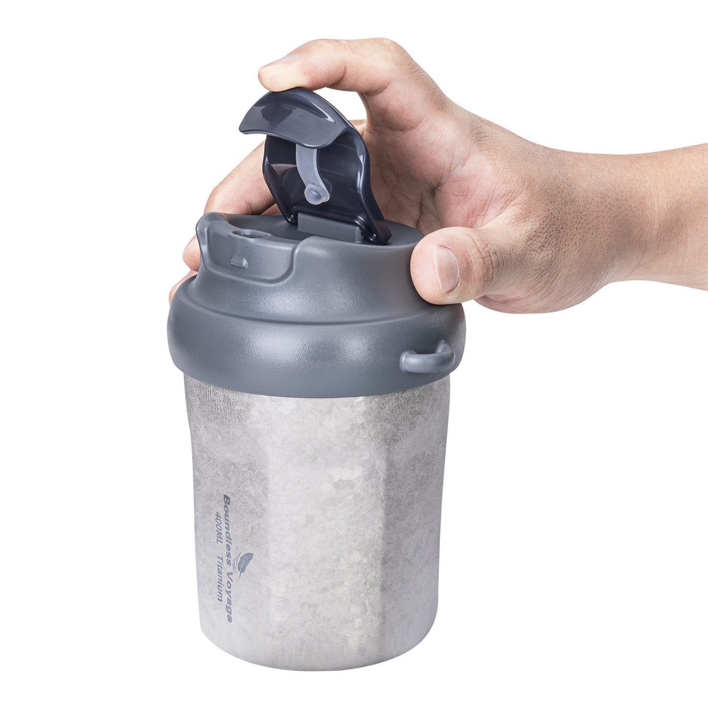 Boundless Voyage 400ml Titanium Vacuum Insulated Travel Mug | Ultralight Leak-Proof Thermos with Lid | Healthy Reusable Coffee Cup for Travel, Office & Camping