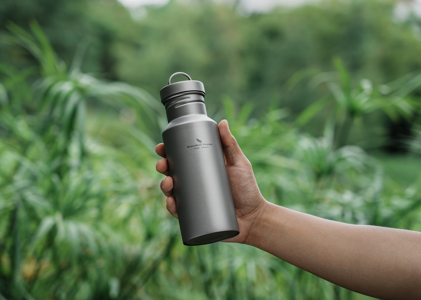 Boundless Voyage 400ml Pure Titanium Water Bottle with Lid – Wide Mouth, Leak-Proof & Ultralight Reusable Bottle for Camping, Picnic, Travel & Daily Drinks