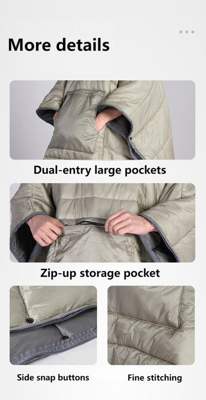 Adult Wearable Sleep Sack – Outdoor Camping & Hiking, Lightweight Hollow Cotton, Warm Winter Cloak Sleeping Bag