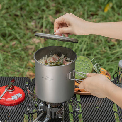 Boundless Voyage Titanium Camping Pot 1400ml Ultralight Backpacking Cookware with Folding Handle & Lid for Backpackers, Hikers & Outdoor Enthusiasts