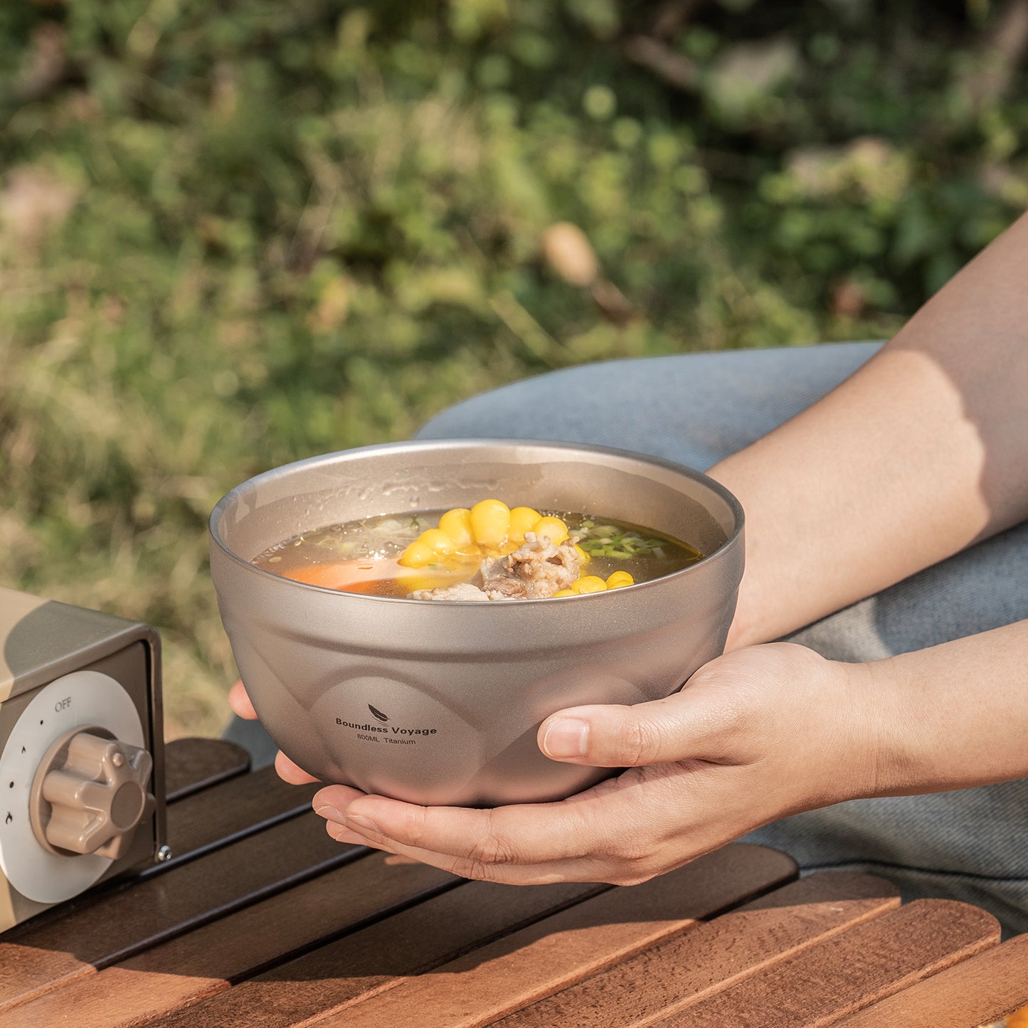 Boundless Voyage 500ml Titanium Double Walled Bowl Rice Soup Oatmeal Yogurt Serving Bowl Ultralight Outdoor Camping Travel Durable Portable Tableware