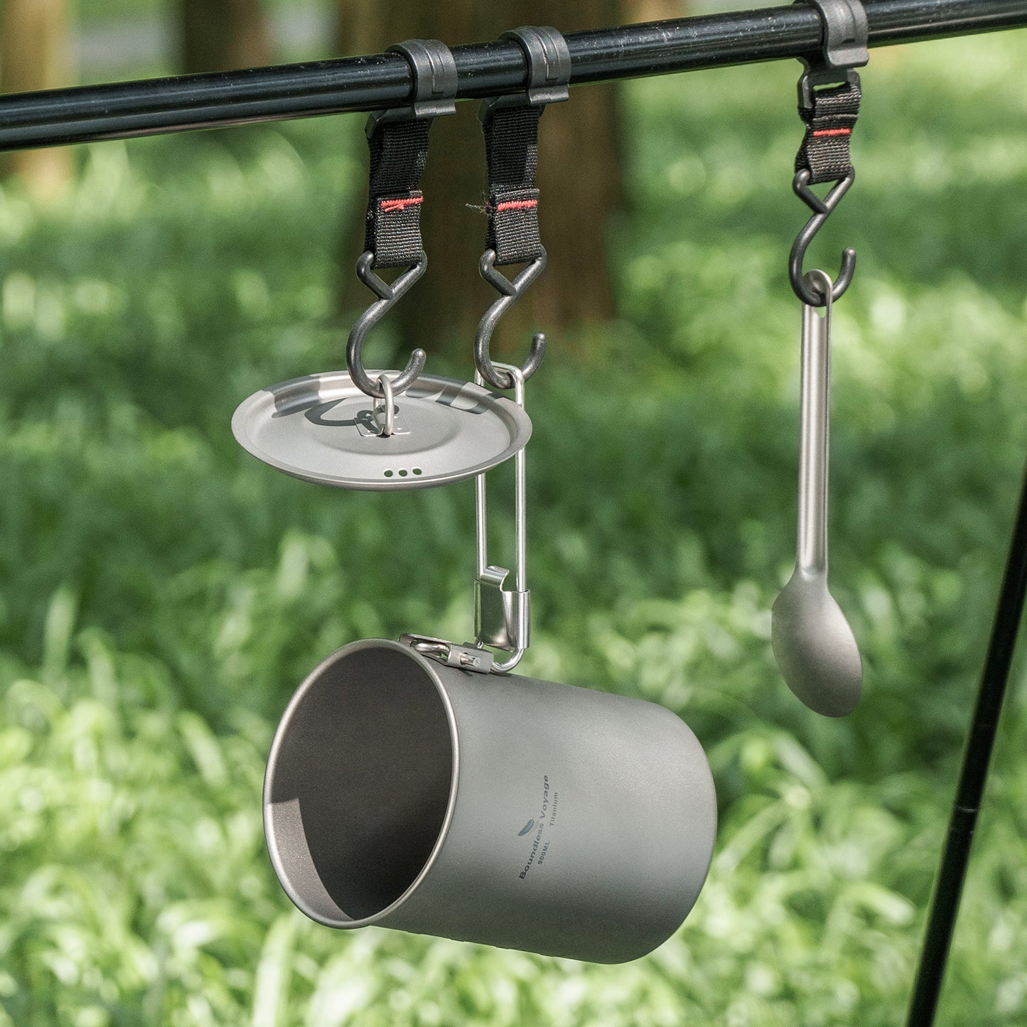 Boundless Voyage Outdoor Camping Titanium Pot Bowl Cup with Lid Folding Handle Hiking Picnic Water Rice Food 900ml