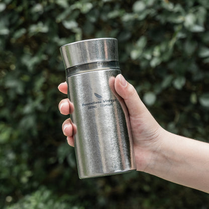 Boundless Voyage 280ml Titanium Vacuum Flask Small Insulated Bottle Portable Car Travel Coffee Tea Cup Keeps Hot or Cold Mini Sports Water Bottle for Chlid Girls Ti3014D