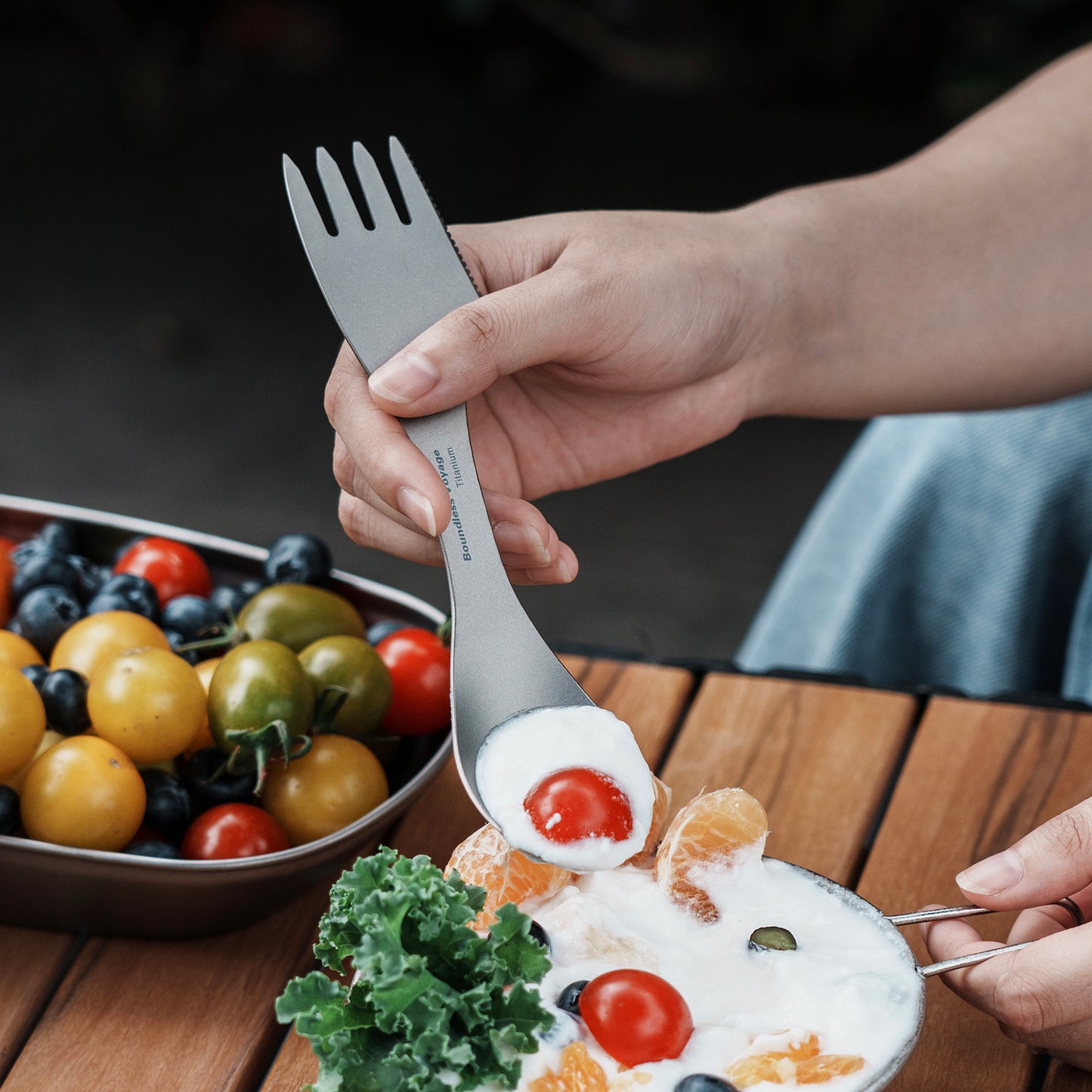 Boundless Voyage Titanium Spoon & Fork – Ultralight Spork-Style Camping Cutlery for Outdoor, Home & Kitchen Use
