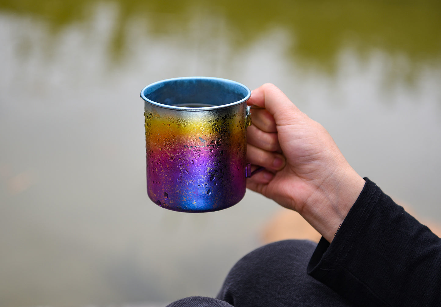 Boundless Voyage 450ml Titanium Colorful Camping Mug – Ultralight Foldable-Handle Cup for Water, Coffee & Tea Outdoors