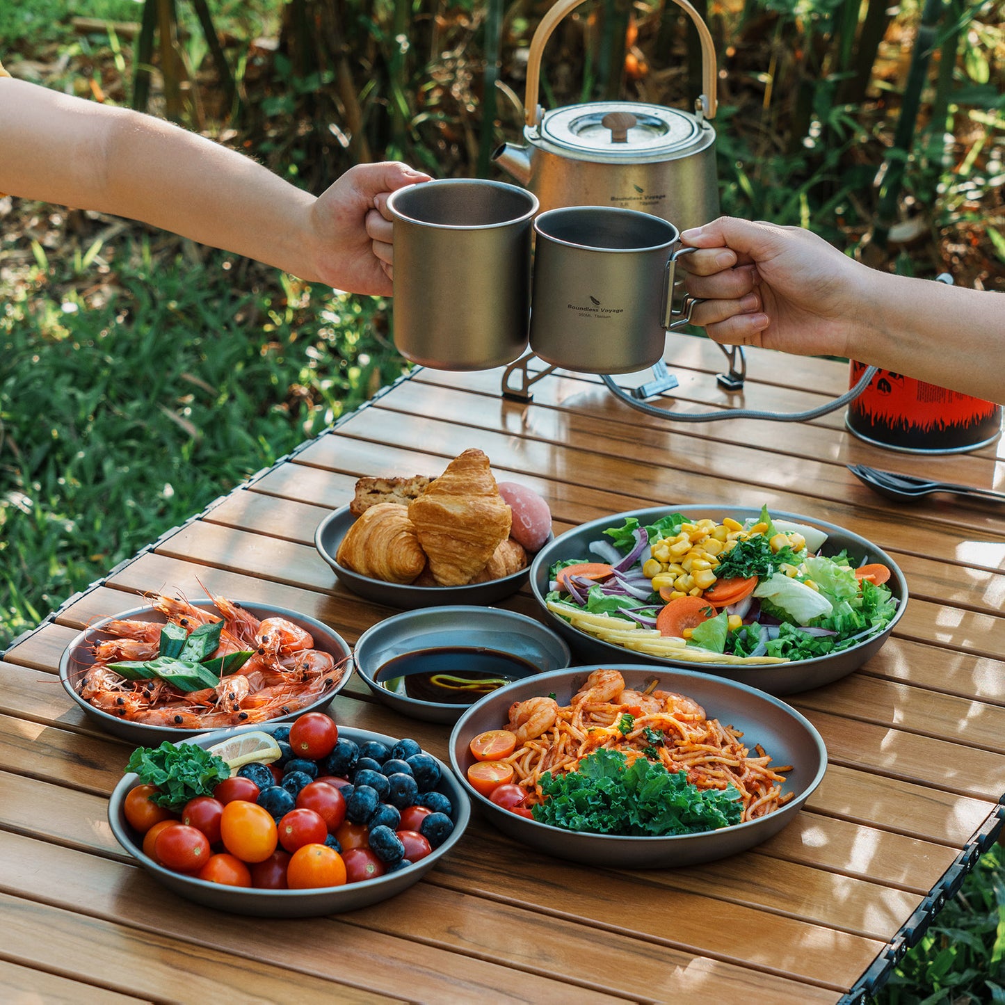 Boundless Voyage Titanium Plates Dishes Saucer Outdoor Camping Home Food Tray Round Dinnerware Hiking Backpacking Travel Portable Durable Tableware Stackable Serving Plates