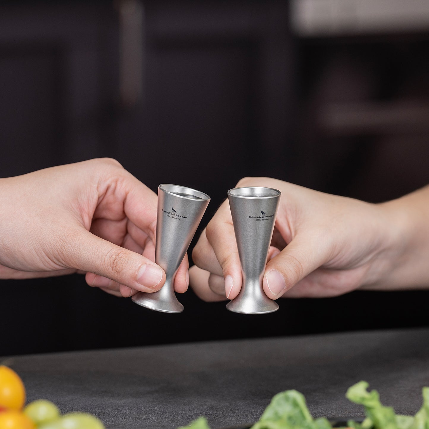 Boundless Voyage Titanium Mini Shot Glass Set | Ultralight Whiskey & Tequila Cups | Small Portable Outdoor Drinking Cups
