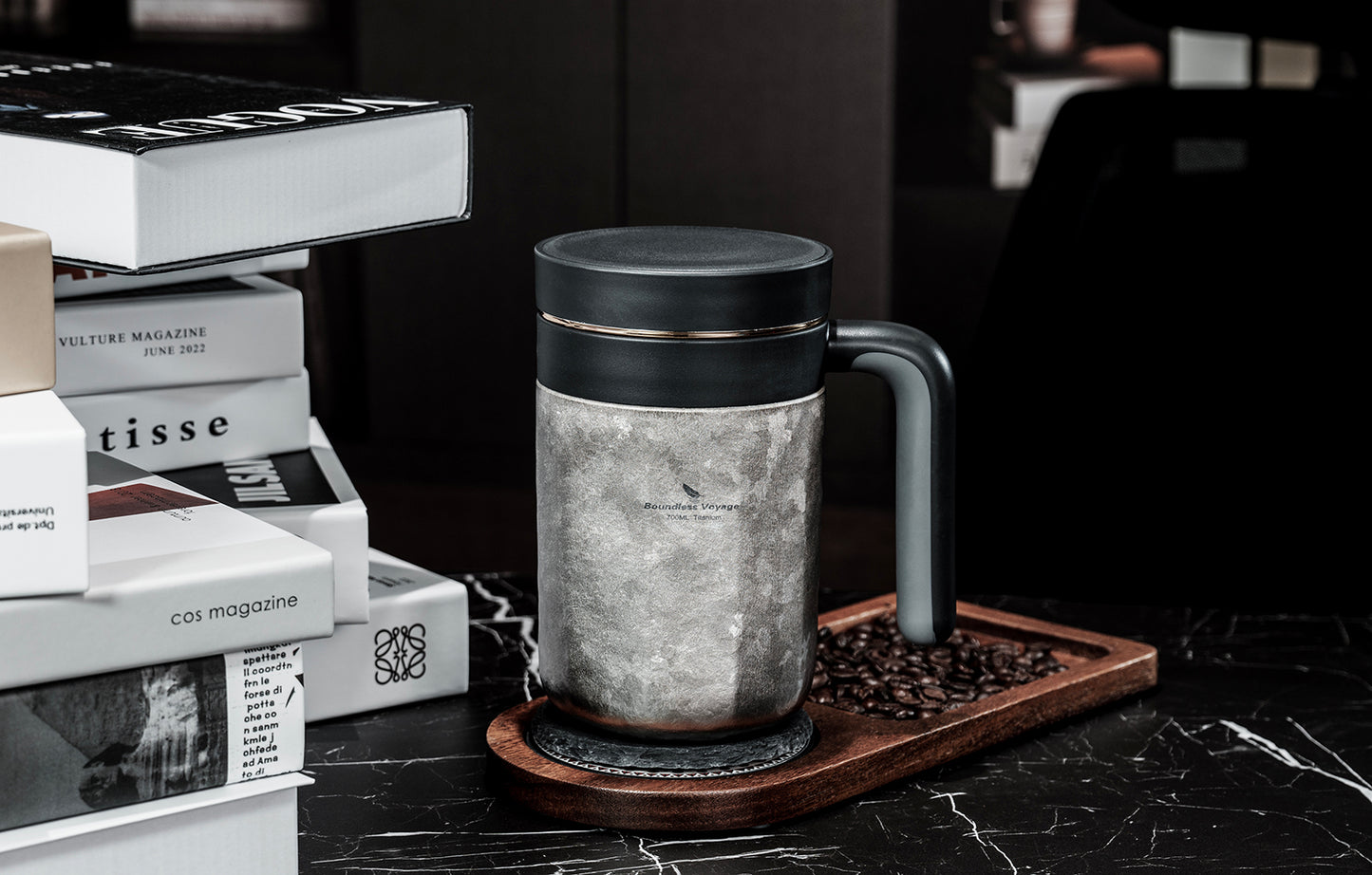 Boundless Voyage 700ml Titanium Double-Walled Cup Insulated Water Cup with Lid & Filter Portable Reusable Travel Coffee Mug for Hot and Cold Beverages