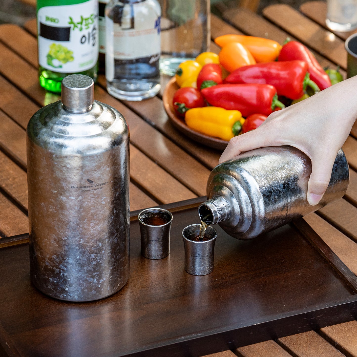 Boundless Voyage 1000ml Pure Titanium Hip Flask | Large Capacity Ultralight Whiskey & Spirit Bottle | Leakproof Coating-Free Healthy Flask for Camping, Hunting & Travel