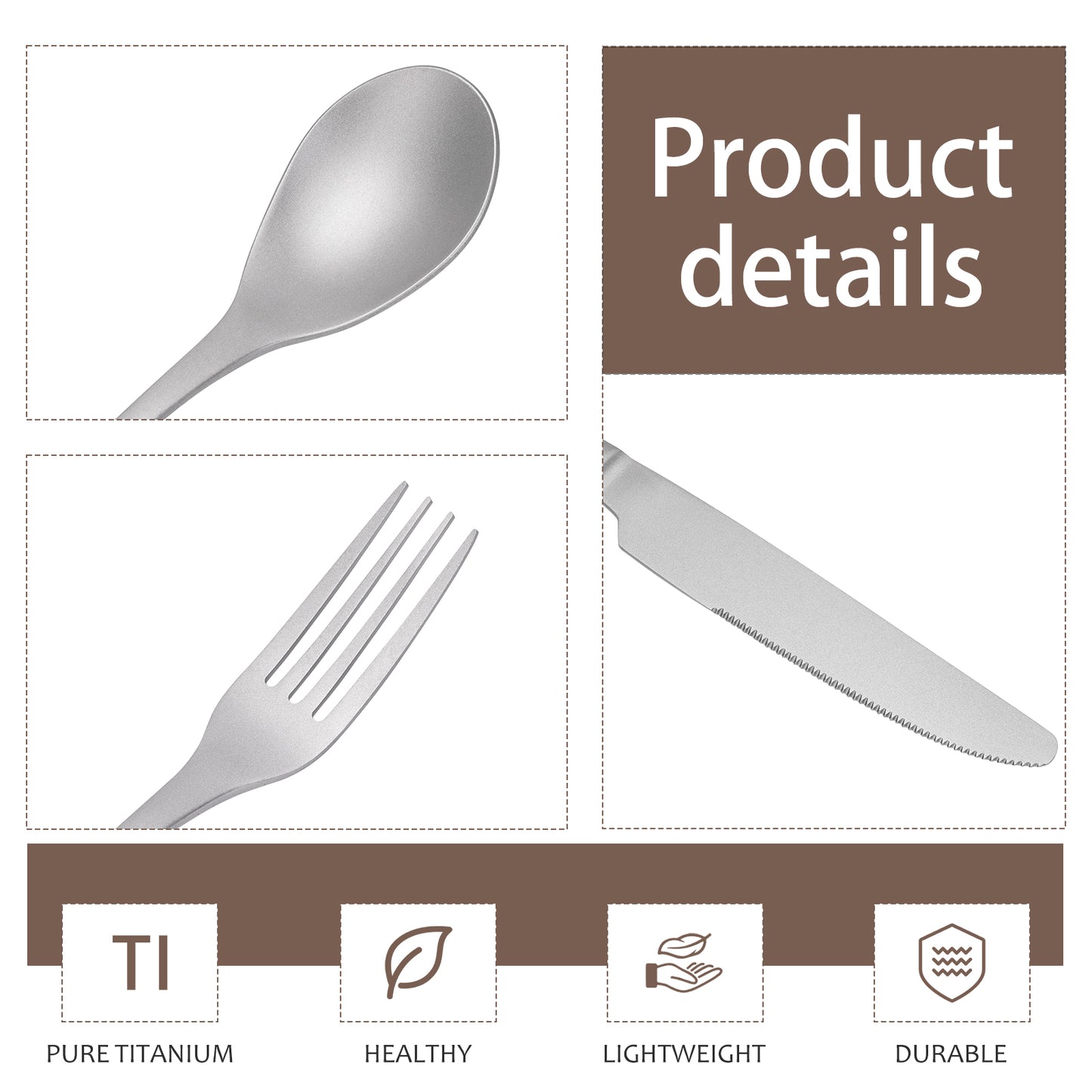 Boundless Voyage Titanium Cutlery Set – Ultralight Camping Knife, Fork & Spoon Tableware for Travel & Everyday Use