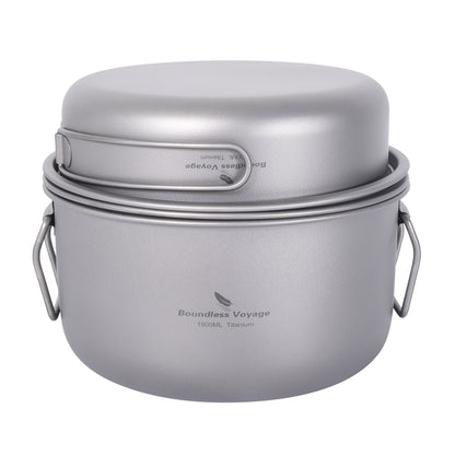 Boundless Voyage Multifunctional Titanium Steamer Soup Pot Frying Pan Set with Lid Outdoor Camping Wok Tea Tray Saucepan Mess Kit